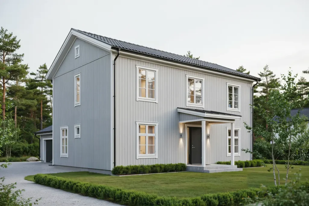 ombyggnad och tillbyggnad av villa med ny entr i berga esl v